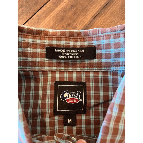 Cruel Retro Denim Festival Western Cowgirl Pearl Snap Shirt Women Medium Aztec - Picture 3 of 13